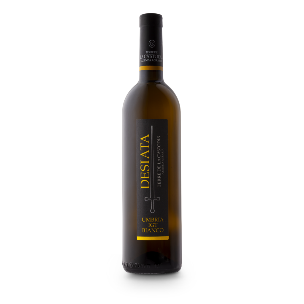 Bottiglia di vino bianco Desiata Umbria IGT Terre de la Custodia da 750 ml